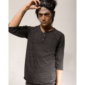 Alternative 3/4-Sleeve Raglan Henley - Dark/Colors Black, Eco 