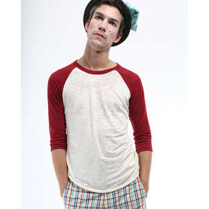 Alternative Big League Burnout Baseball T-Shirt - Dark/All Natural/Red, Ruby