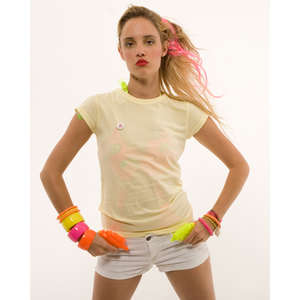 Alternative Women's Cap-Sleeve Crew - Dark/Colors Yellow, Sun