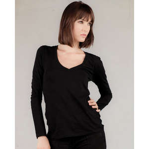 Alternative Women's Long-Sleeve V-Neck - Dark/All Black