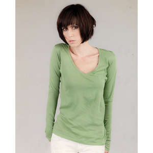 Alternative Women's Long-Sleeve V-Neck - Dark/All Green, Algae