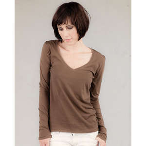 Alternative Women's Long-Sleeve V-Neck - Dark/All Cocoa