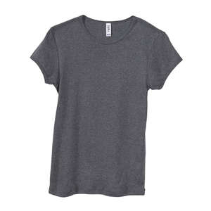 Bella Women's 1x1 Baby Rib Cap-Sleeve T-Shirt - Dark/All Gray, Deep Heathered