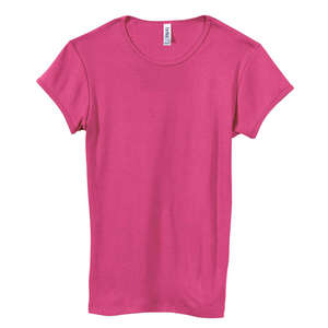 Bella Women's 1x1 Baby Rib Cap-Sleeve T-Shirt - Dark/All Raspberry