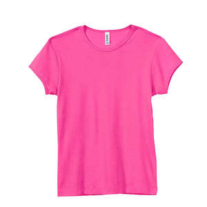 Bella Women's 1x1 Baby Rib Cap-Sleeve T-Shirt - Dark/All Fuchsia