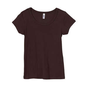 Bella Women's 1x1 Baby Rib Scoop Neck T-Shirt - Dark/Colors Chocolate