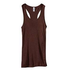 Bella Women's 2x1 Rib Racerback Longer-Length Tank - Dark/Colors Chocolate