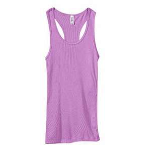 Bella Women's 2x1 Rib Racerback Longer-Length Tank - Dark/Colors Violet