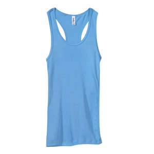 Bella Women's 2x1 Rib Racerback Longer-Length Tank - Dark/Colors Blue, Ocean