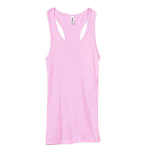 Bella Women's 2x1 Rib Racerback Longer-Length Tank - Dark/Colors Pink, Soft