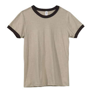Bella Women's Heather Jersey Ringer T-Shirt - Dark/All Tan, Heathered/Brown