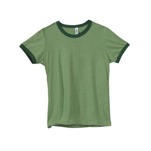 Bella Women's Heather Jersey Ringer T-Shirt - Dark/All Green, Heathered/Green, Forest