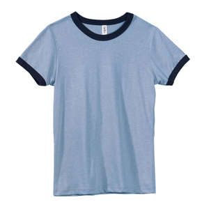 Bella Women's Heather Jersey Ringer T-Shirt - Dark/All Blue, Heathered/Blue, Navy