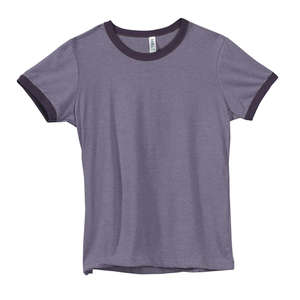 Bella Women's Heather Jersey Ringer T-Shirt - Dark/All Purple, Heathered/Purple