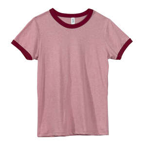 Bella Women's Heather Jersey Ringer T-Shirt - Dark/All Pink, Heathered/Red, Cardinal
