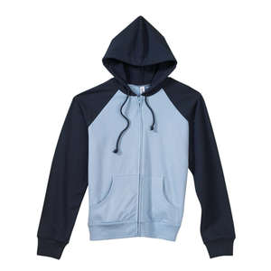 Bella Women's Two-Tone Full-Zip Raglan Hoodie - Dark/All Blue, Baby/Blue, Navy