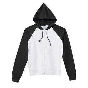 Bella Women's Two-Tone Full-Zip Raglan Hoodie - Dark/All White/Black