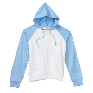 Bella Women's Two-Tone Full-Zip Raglan Hoodie - Dark/All White/Blue, Baby
