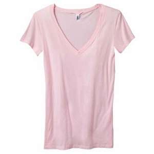 Bella Women's Lidia Tissue Jersey Deep V-Neck T-Shirt - Dark/All Pink, Soft