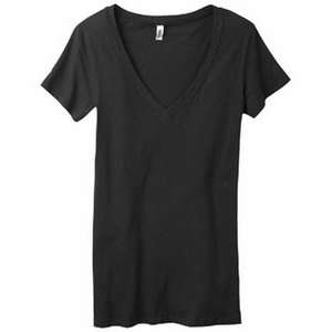 Bella Women's Lidia Tissue Jersey Deep V-Neck T-Shirt - Dark/All Black