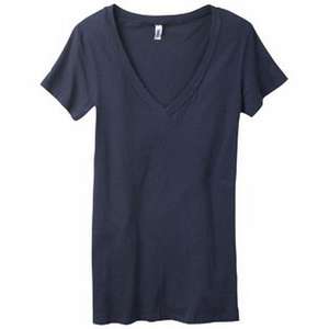 Bella Women's Lidia Tissue Jersey Deep V-Neck T-Shirt - Dark/All Blue, Midnight