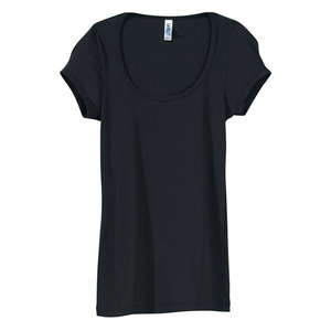 Bella Women's Margot Sheer Rib Scoop Neck T-Shirt - Dark/All Black