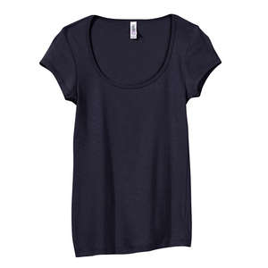 Bella Women's Margot Sheer Rib Scoop Neck T-Shirt - Dark/All Blue, Midnight