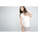Logo Ladies T-Shirts - Bella Women's Margot Sheer Rib Scoop Neck T-Shirt - Dark/All