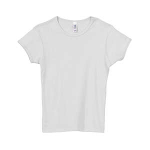 Bella Girl's 1x1 Baby Rib Crew Neck T-Shirt - White/Neutral White