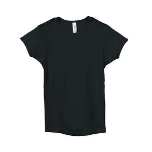 Bella Girl's 1x1 Baby Rib Crew Neck T-Shirt - Dark/Colors Black