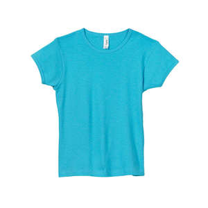 Bella Girl's 1x1 Baby Rib Crew Neck T-Shirt - Dark/Colors Turquoise