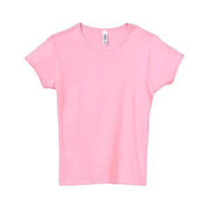 Bella Girl's 1x1 Baby Rib Crew Neck T-Shirt - Dark/Colors Pink
