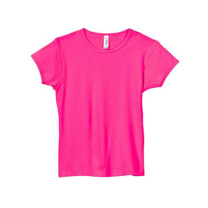 Bella Girl's 1x1 Baby Rib Crew Neck T-Shirt - Dark/Colors Fuchsia
