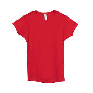 Bella Girl's 1x1 Baby Rib Crew Neck T-Shirt - Dark/Colors Red