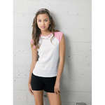Promotional Apparel - Bella Girl's 1x1 Baby Rib Contrast Cap-Sleeve Raglan T-Shirt - Dark/All