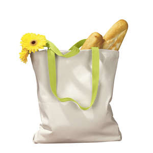 BAGedge 12 oz. Canvas Tote with Contrasting Handles - Dark/All Natural/Green, Lime
