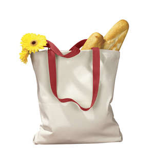BAGedge 12 oz. Canvas Tote with Contrasting Handles - Dark/All Natural/Red