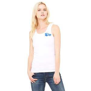 Custom Promotional Bella Women's 1x1 Baby Rib Wide Strap Tank - White/Neutral