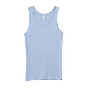 Bella Women's 1x1 Baby Rib Wide Strap Tank - Dark/Colors Blue, Baby