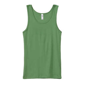 Bella Women's 1x1 Baby Rib Wide Strap Tank - Dark/Colors Green, Leaf