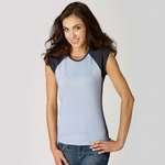 Wholesale Apparel - Bella Women's 1x1 Baby Rib Contrast Cap-Sleeve Raglan T-Shirt - Dark/All