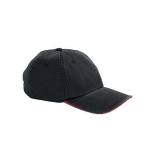 Big Accessories Washed Twill Sandwich Cap - Dark/All Black/Red