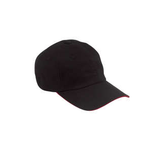 Big Accessories 6-Panel Unstructured Sandwich Cap - Dark/All Black/Red