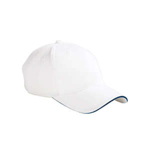 Big Accessories 6-Panel Twill Sandwich Baseball Cap - Dark/All White/Blue, Navy