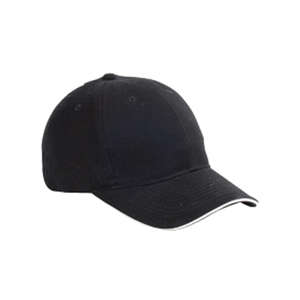 Big Accessories 6-Panel Twill Sandwich Baseball Cap - Dark/All Black/White