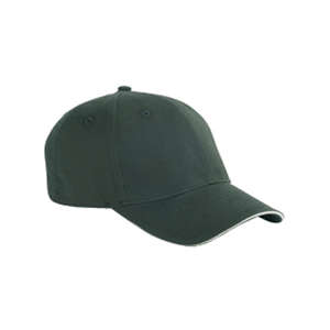 Big Accessories 6-Panel Twill Sandwich Baseball Cap - Dark/All Green, Forest/Stone