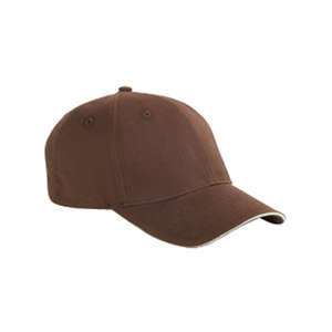 Big Accessories 6-Panel Twill Sandwich Baseball Cap - Dark/All Coffee/Stone