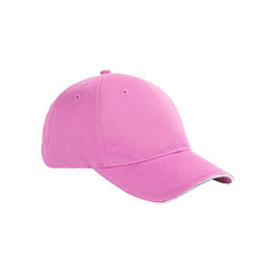 Big Accessories 6-Panel Twill Sandwich Baseball Cap - Dark/All Pink/White