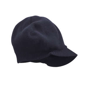 Big Accessories Knit Cap with Bill - Dark/All Blue, Navy
