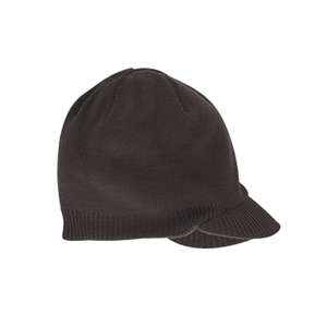 Big Accessories Knit Cap with Bill - Dark/All Brown